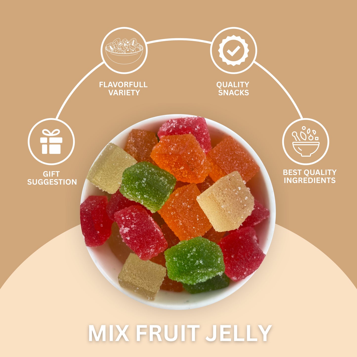 Mix Fruit Jelly - Sugar Coated Jelly Candy / Toffee / Bites