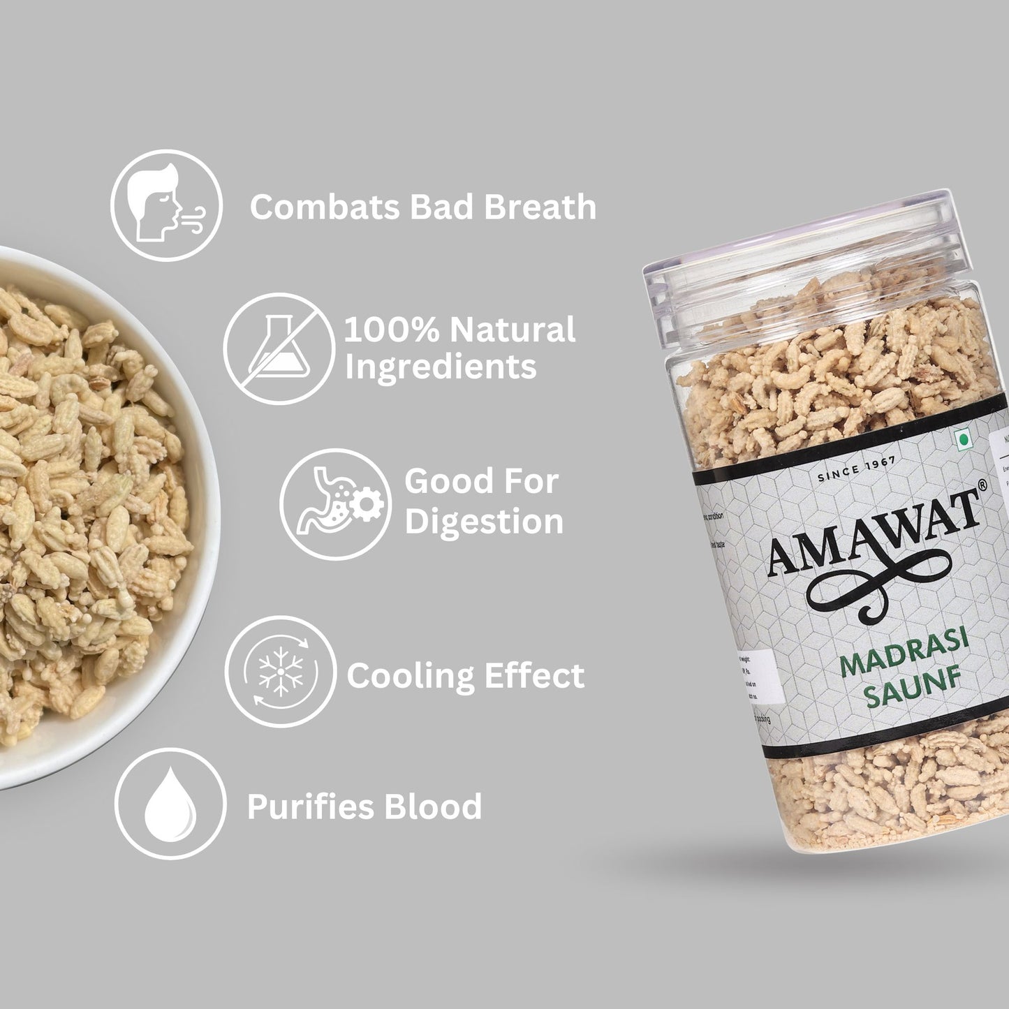 Madrasi Saunf - Aniseed / Sombu / Variyali / Sugar Coated White Saunf Mukhwas