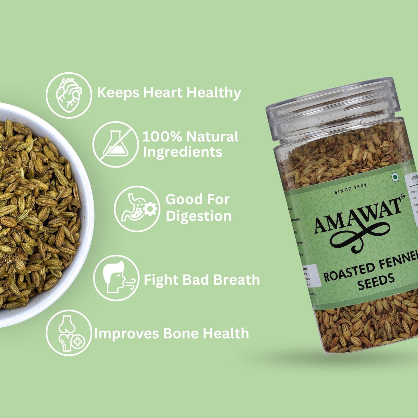 Roasted Fennel Seed - Aniseed / Sombu / Variyali / Saunf Mukhwas