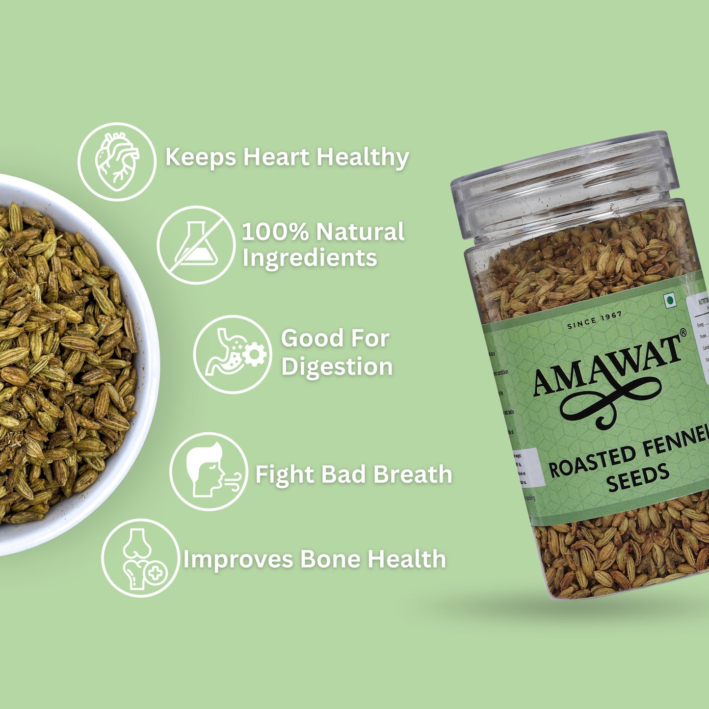 Roasted Fennel Seed - Aniseed / Sombu / Variyali / Saunf Mukhwas
