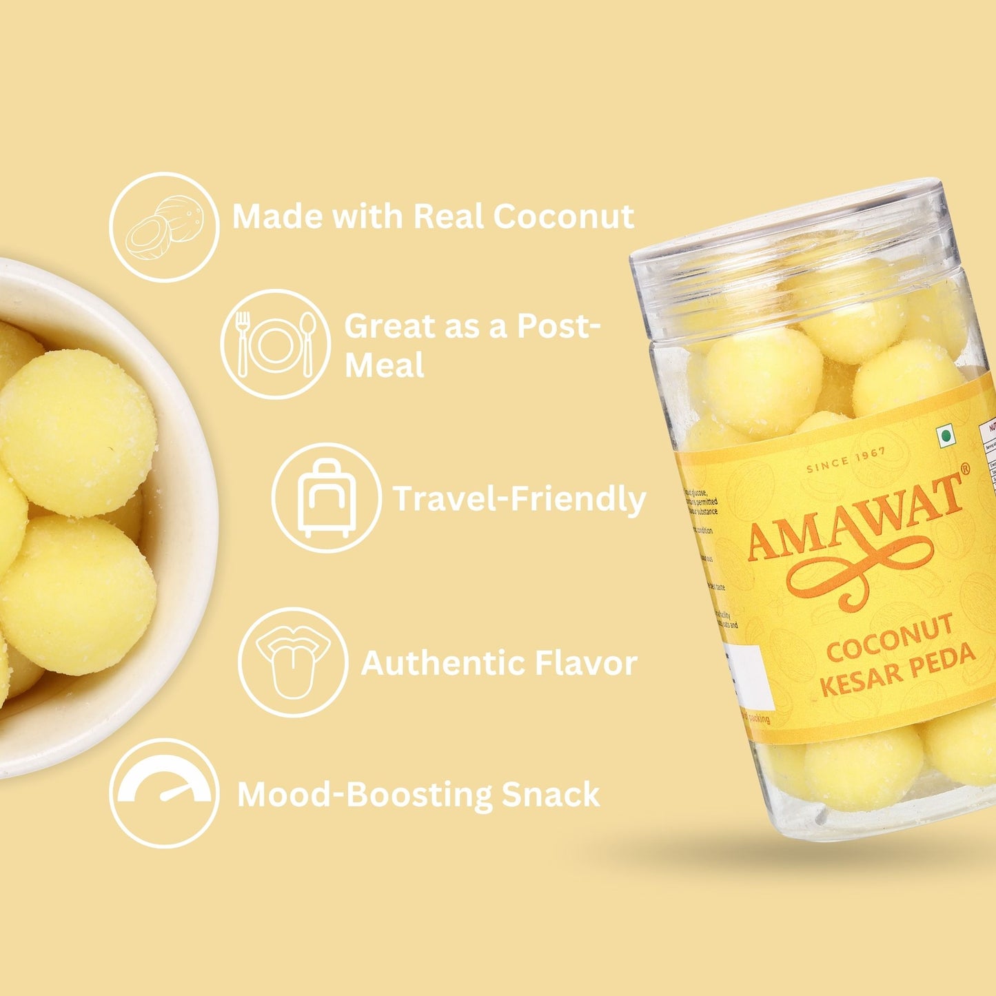 Coconut Kesar Peda - Coconut Toffee Candy | Kesari Nariyal Goli