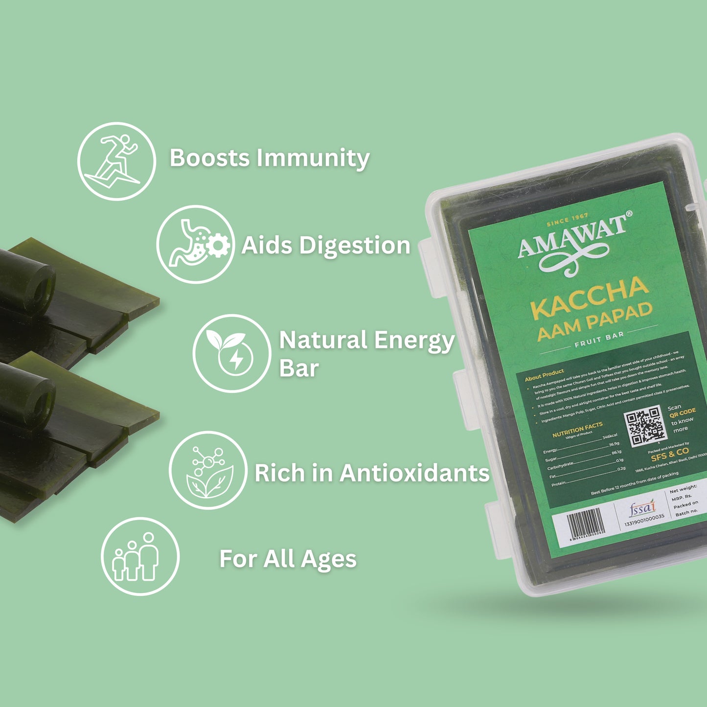 Kaccha Aam Papad Fruit Bar - Green Aam Papad