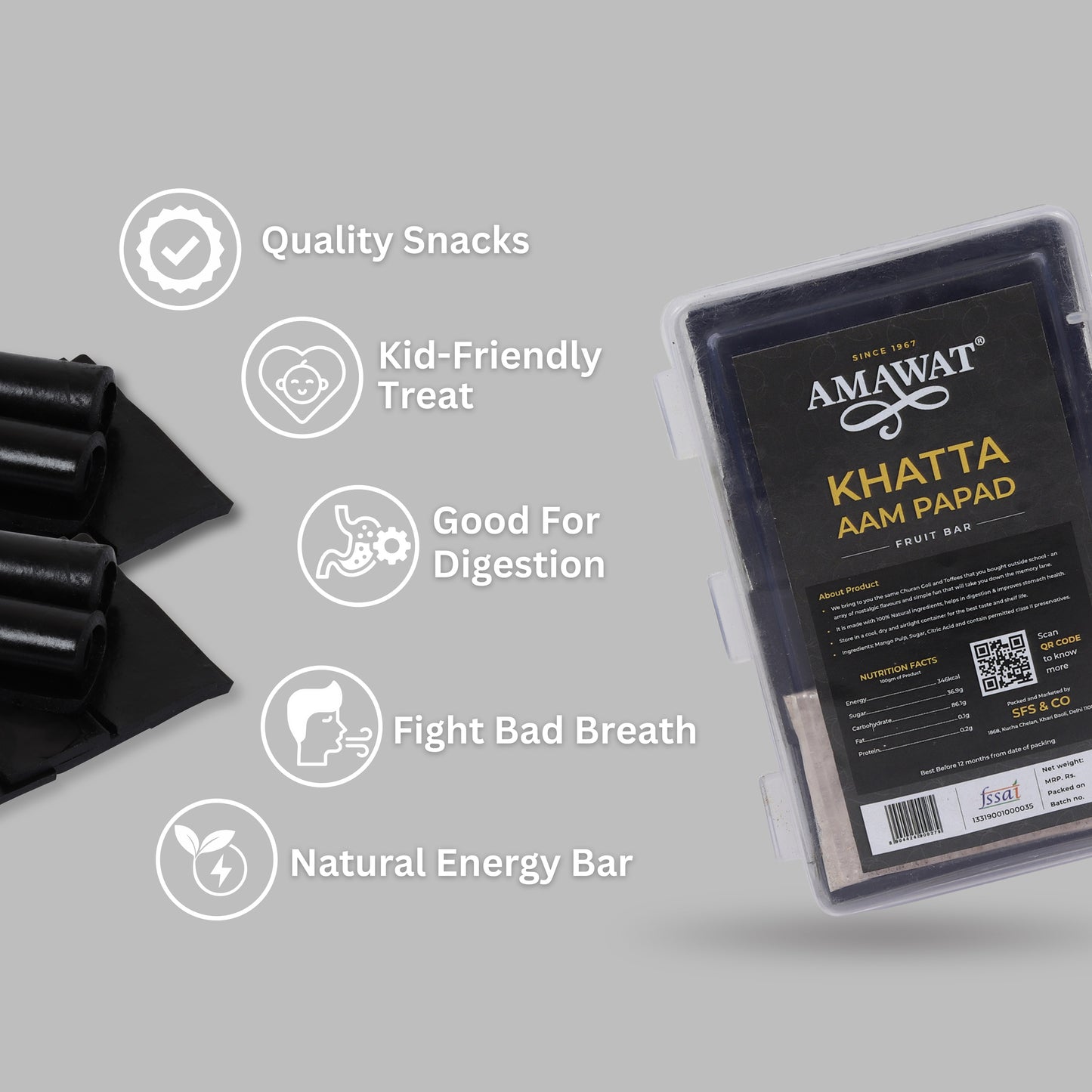 Kala Khatta Aam Papad Fruit Bar- Black Aam Papad