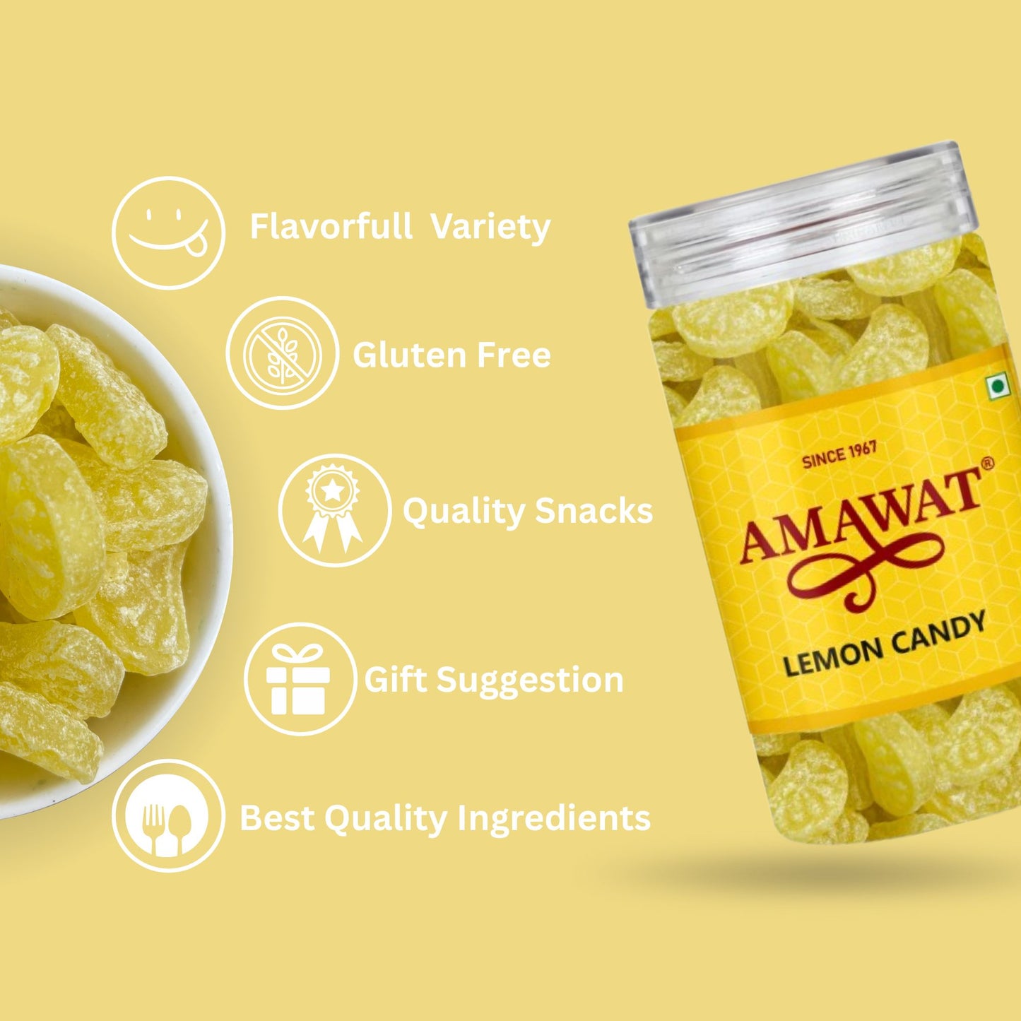 Lemon Candy - Sour & Tangy Candy | Lemon Flavour Candy