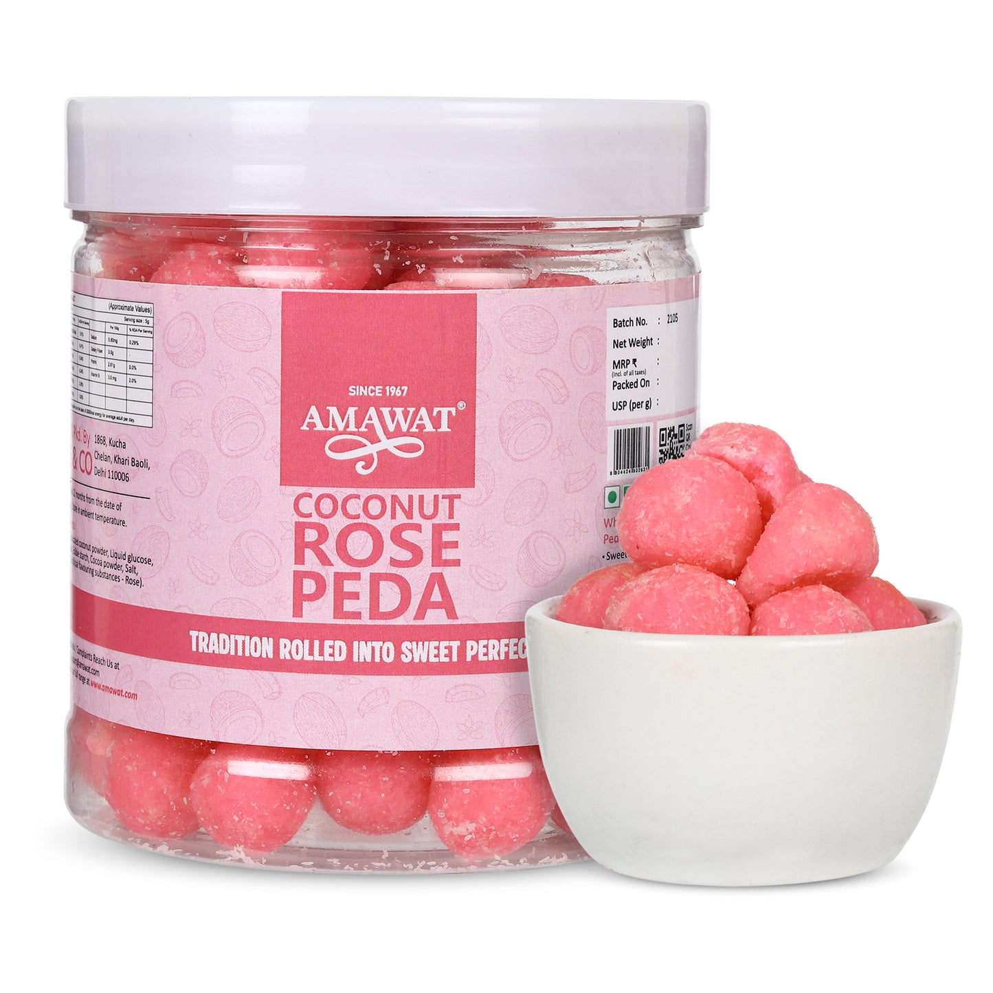 Coconut Rose Peda - Coconut Toffee Candy | Rose Candy