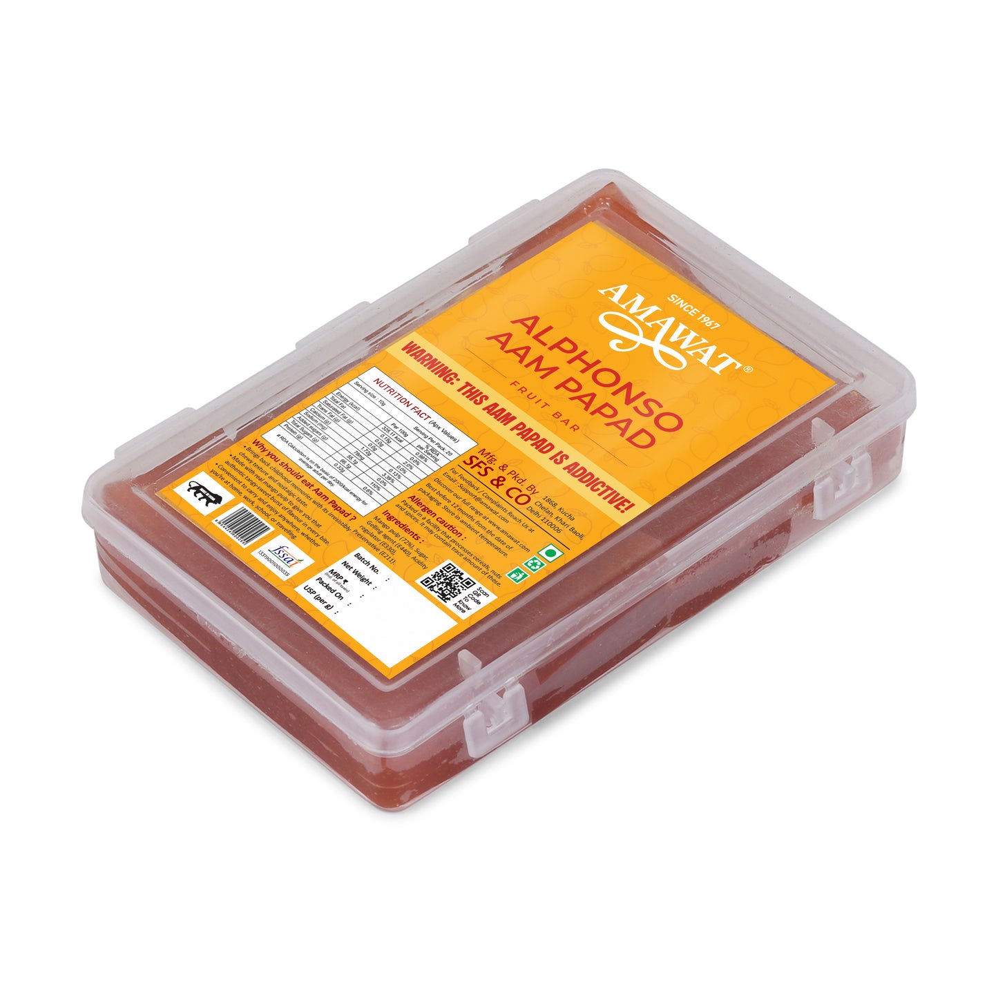 Alphonso Aam Papad Fruit Bar - Orange Aam Papad
