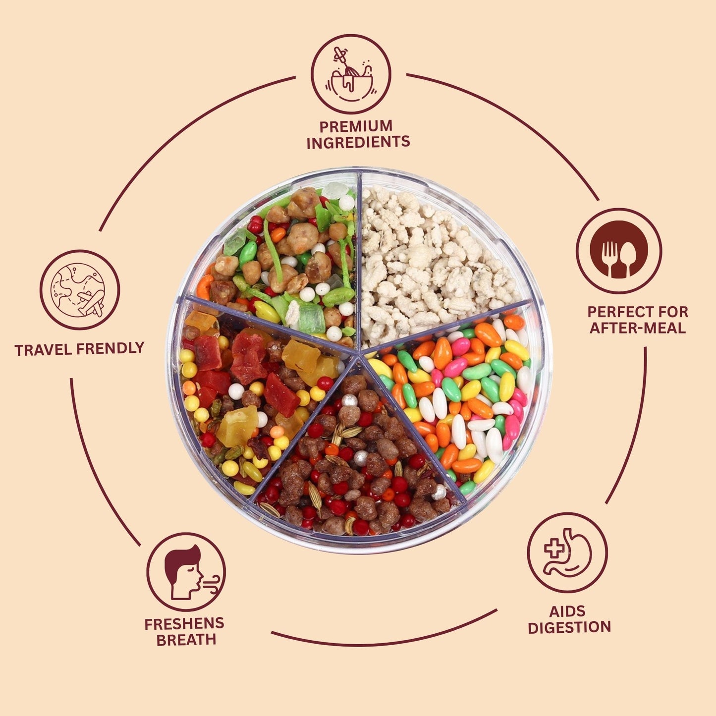 5 In 1 Panchratan Delight - Premium Indian Mukhwas & Digestive Mouth Freshener (300g)