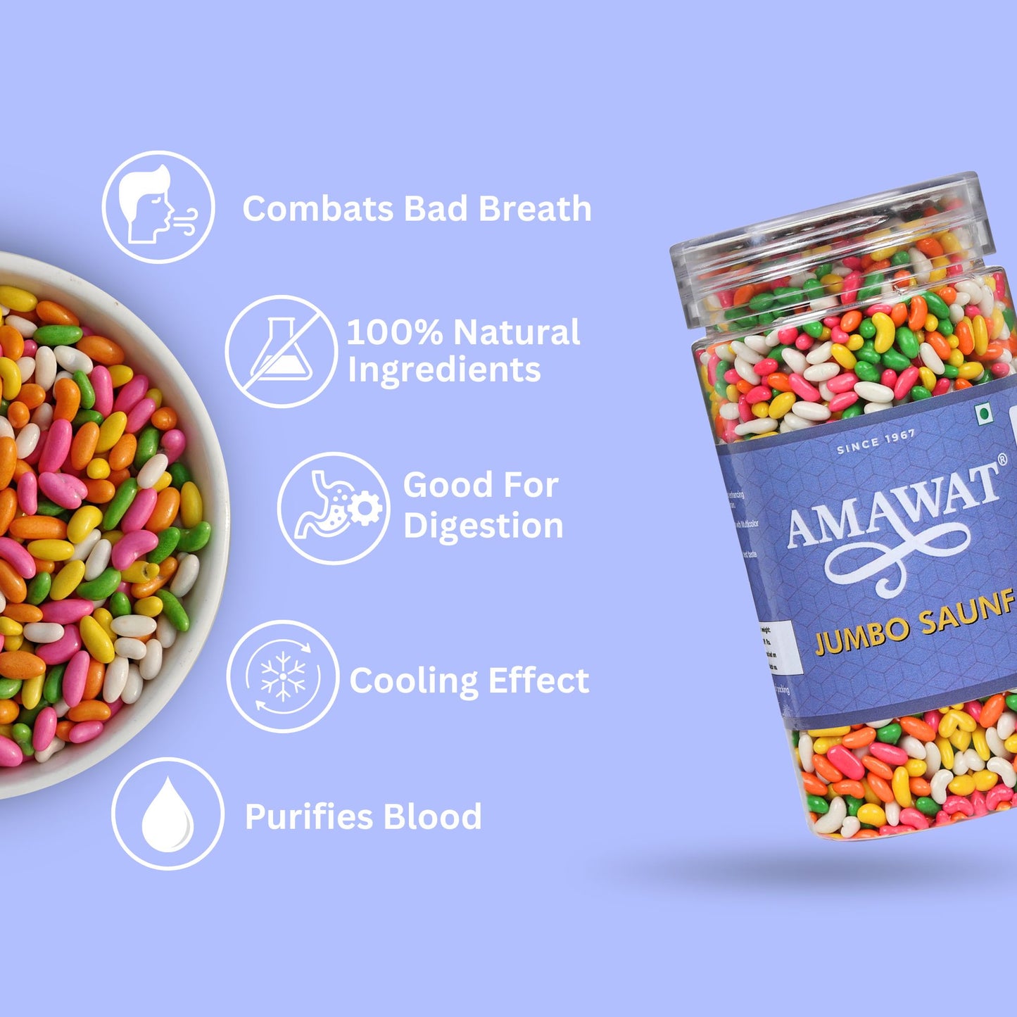 Jumbo Saunf - Colourful Sugar Coated Saunf Mukhwas