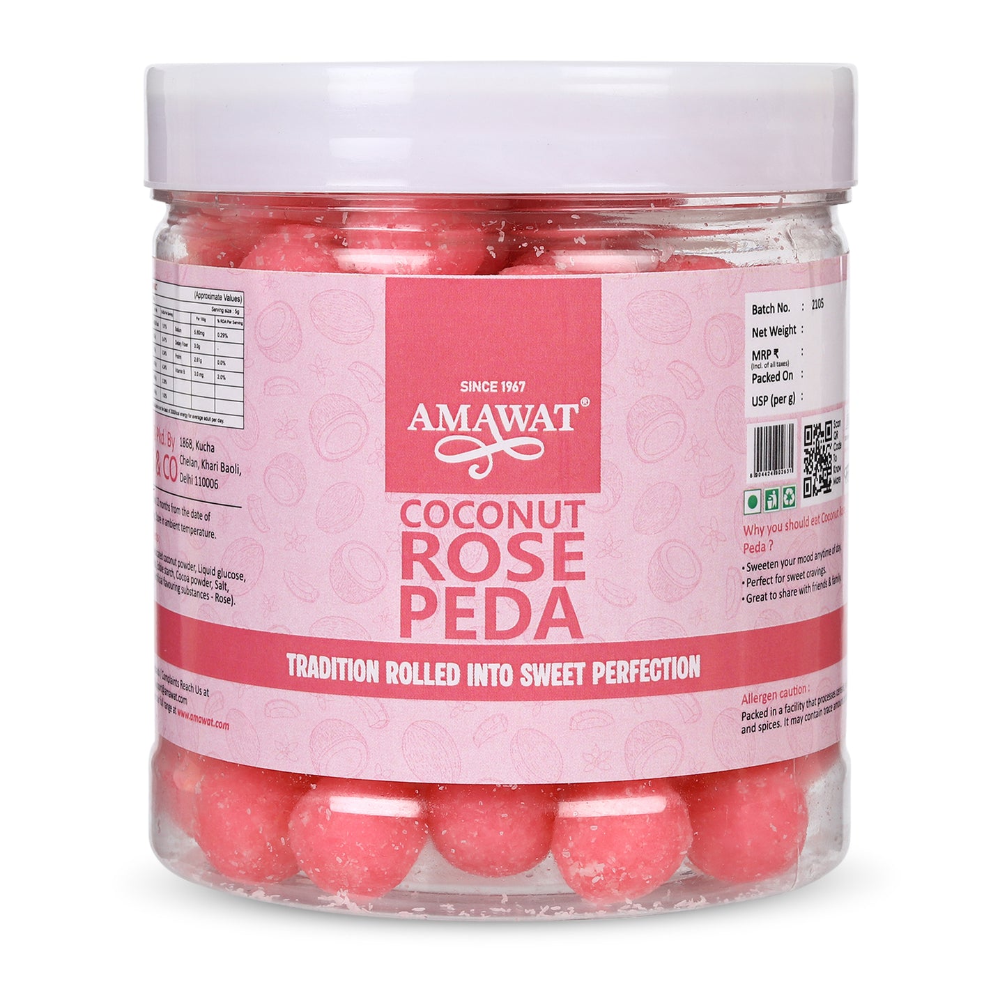 Coconut Rose Peda - Coconut Toffee Candy | Rose Candy