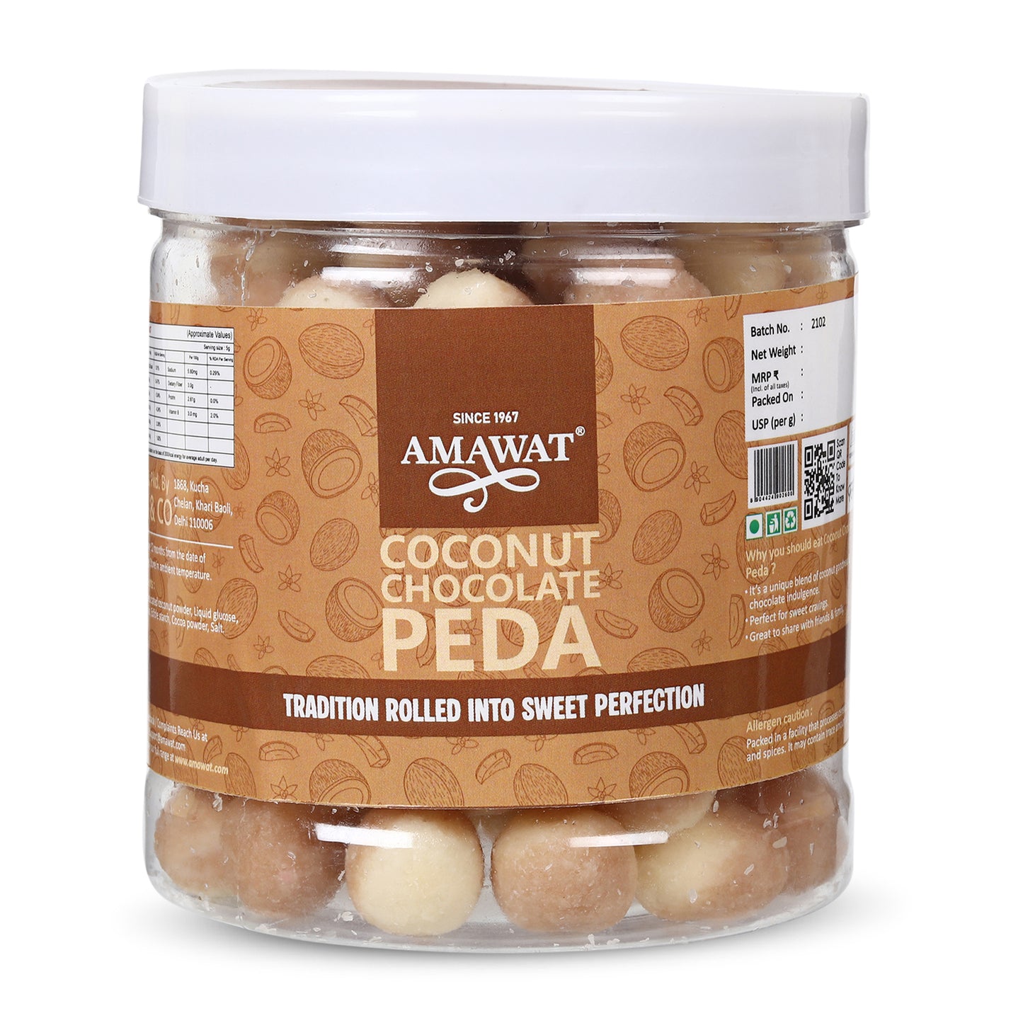 Coconut Chocolate Peda -  Coconut Sweet Candy
