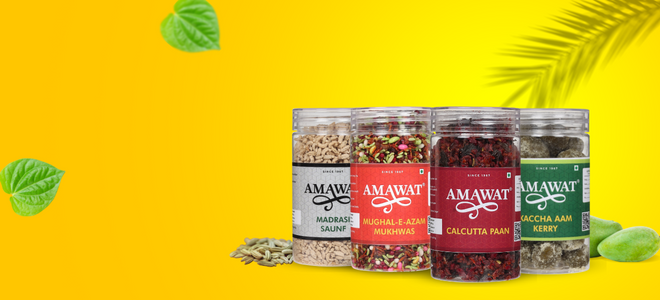 Amawat is the Manufacturer, Retailer and Wholesaler of Mukhwas, Mouth Freshener, Digestive Products, Aam papad, Silver Coated Items, Saunf(Fennel Seed), Confectionary.