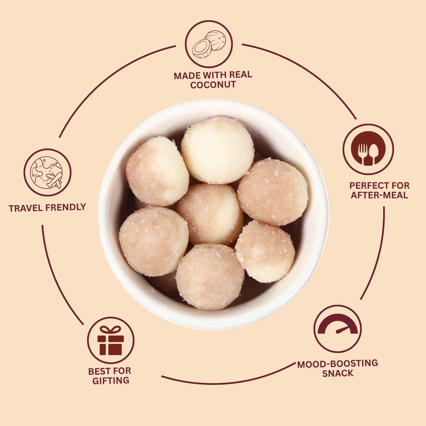 Coconut Chocolate Peda -  Coconut Sweet Candy